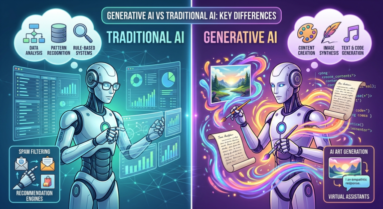 Generative AI vs Traditional AI: Key Differences, Examples and Use Cases