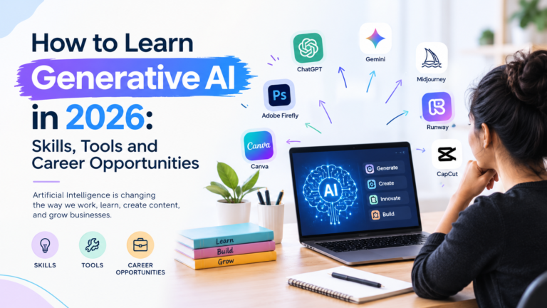 How to Learn Generative AI in 2026: Skills, Tools and Career Opportunities Target keywords: learn generative AI, generative AI courses, generative AI skills Purpose: Reach students and professionals considering AI training.